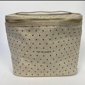 kate spade "out‎ to lunch" lunchbox zip top tote lined polka dot